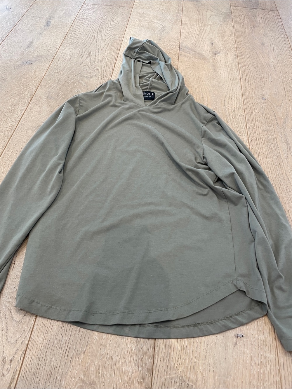 Cuts Clothing Olive Green Lightweight Hooded Long Sleeve